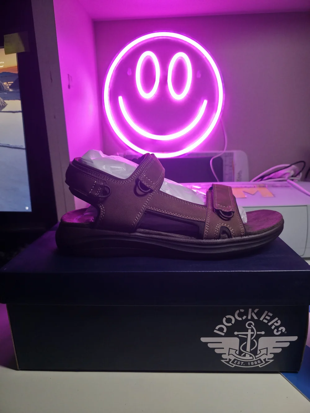 Dockers Brown Two-Strap Leather Sport Sandals